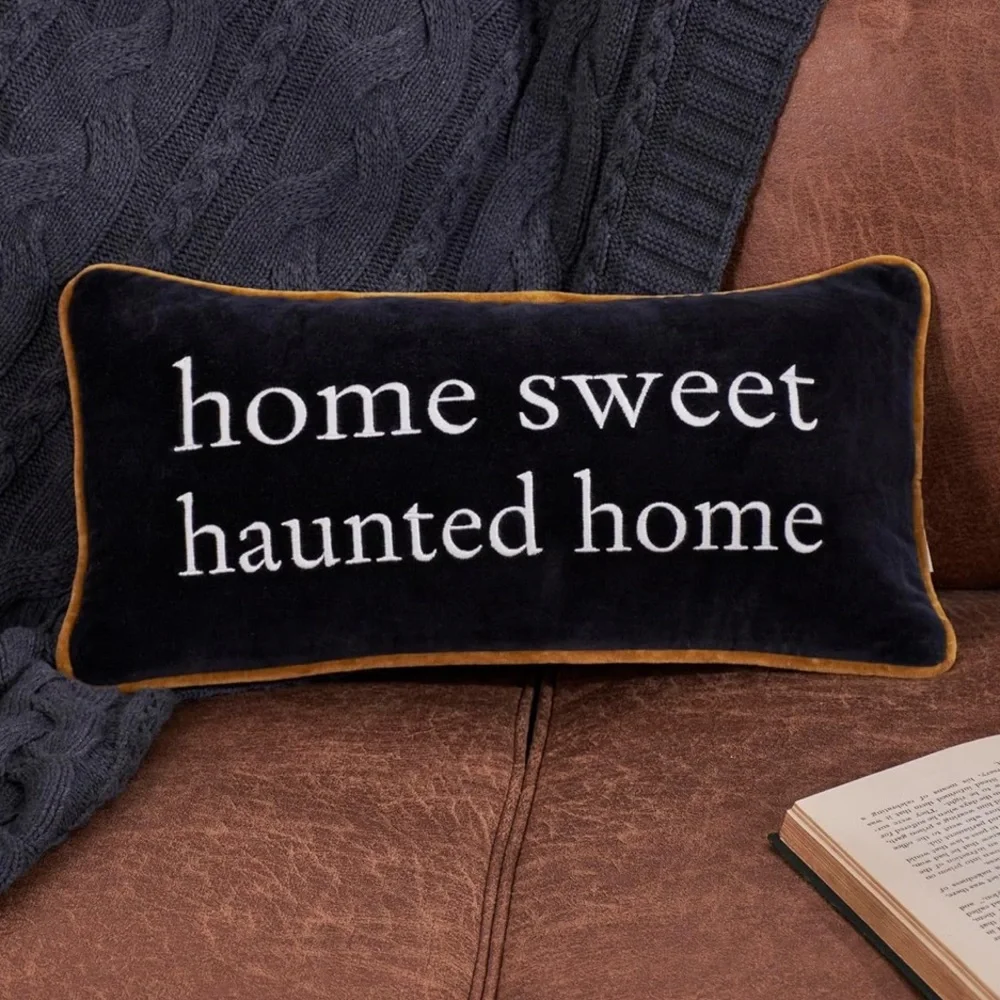 🎃NWT PRIMITIVES BY KATHY “Home Sweet Haunted Home” Throw Pillow Velvet Cotton
